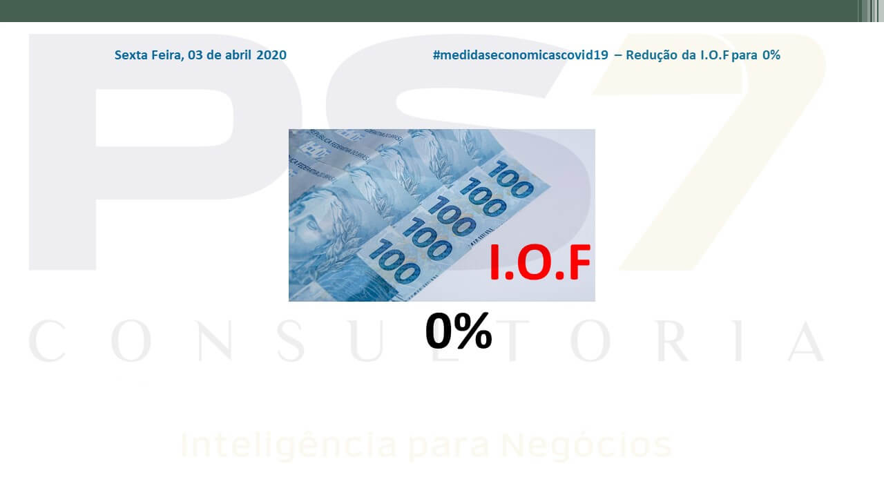 Leia mais sobre o artigo Governo reduz para 0% a alíquota do imposto sobre operações financeiras, a IOF.